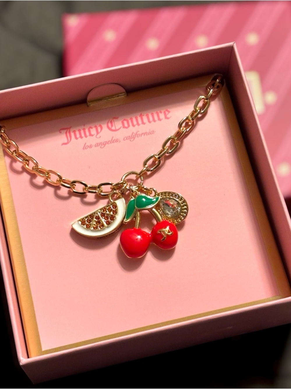 NWT•Juicy Couture Gold-Tone Fruity Necklace